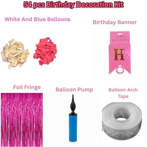 54-Piece Dream Decor Kit: Metallic Pink & White Celebration