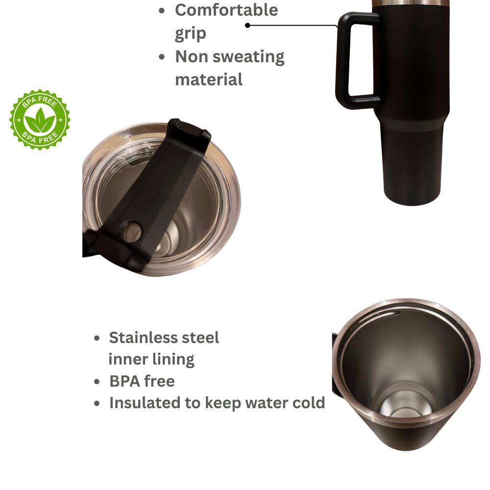 Insulated Travel Tumbler with Reusable Straw, 1200 ML, Double Wall Vacuum, Stainless Steel Inner, BPA Free