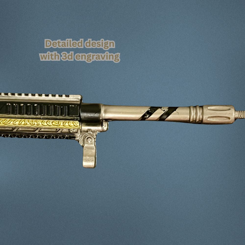 BGMI Scar-L assault Rifle Keychain – 24cm Metal Gun Replica with Scope, PUBG-game - Inspired Miniature Model, Bag Charm, Key Ring for Gamers & Collectors