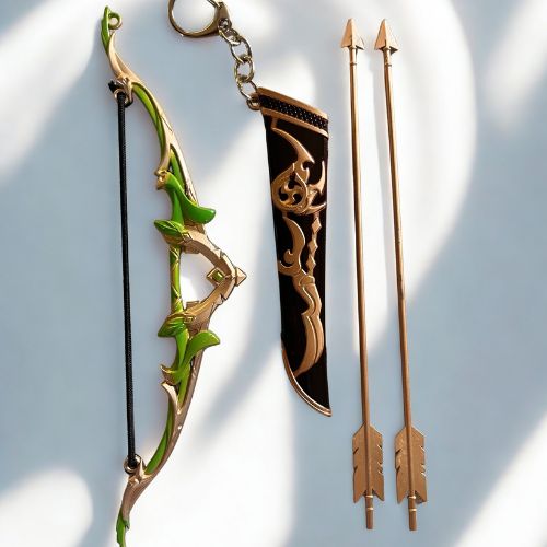 Green Bow & Arrow Charm Keychain