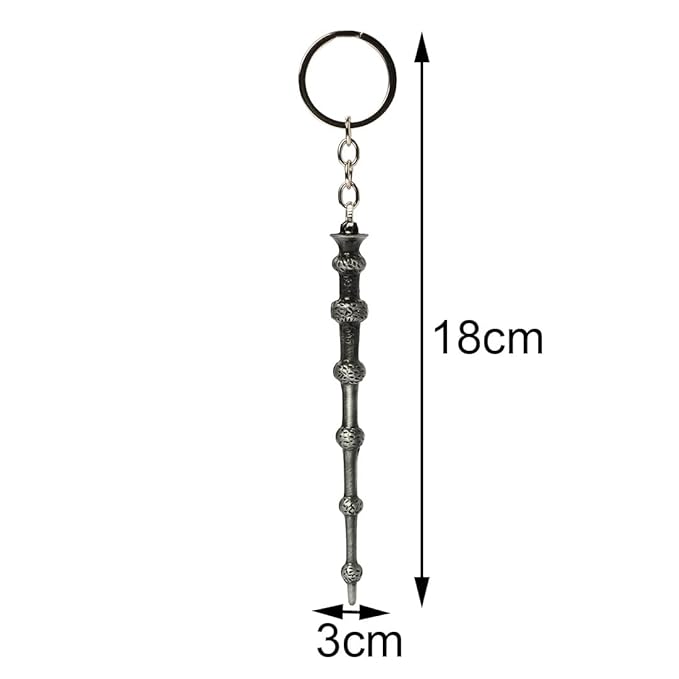 Harry Potter Dumbledore Magical Wand Stick Key Chain Key Ring, Silver, Pack of 1 Keychain