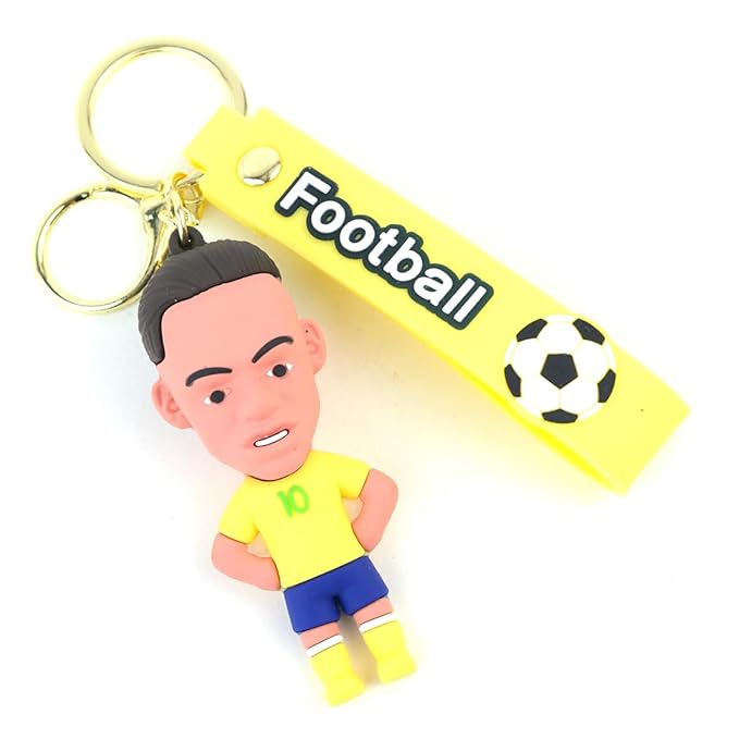 Neymar 3D Rubber keychain With Long Ribbon - A Vibrant Accessory for Soccer Fans and Collectors