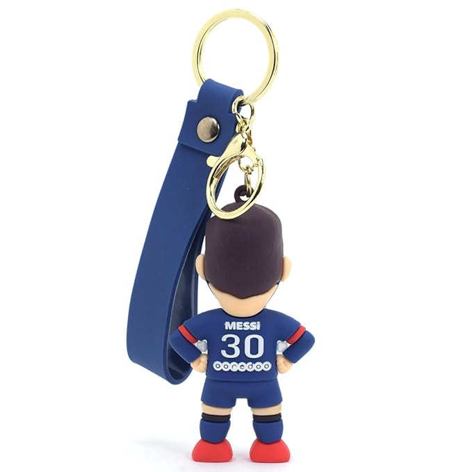 Ronaldo Messi 3D Rubber keychain With Long Ribbon - A Vibrant Accessory for Soccer Fans and Collectors